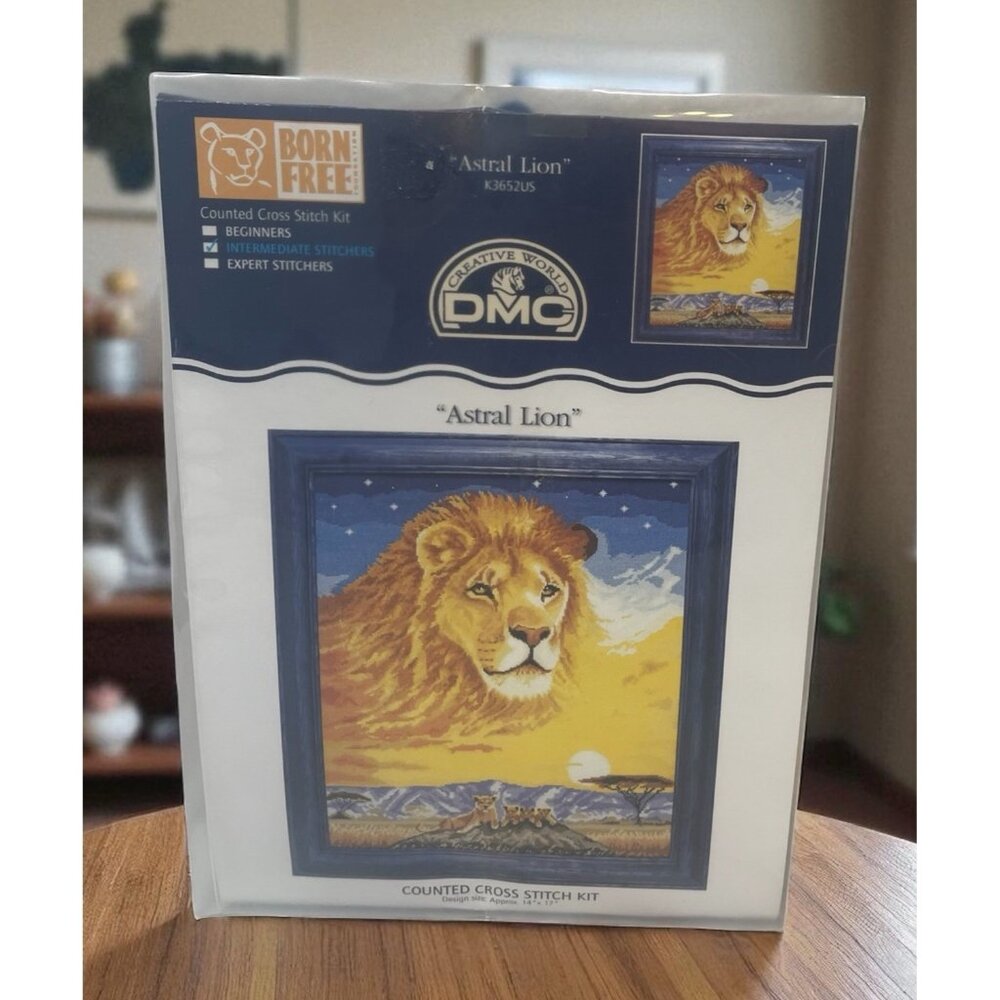 DMC BORN FREE COLLECTION COUNTED CROSS-STITCH KIT “ASTRAL LION” Wildlife NOS